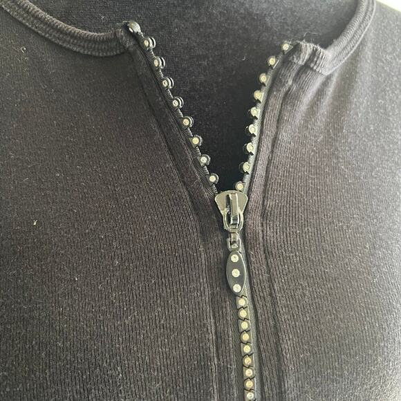 Airport Cardigan women’s M full zip front, black with rhinestones - Picture 3 of 7